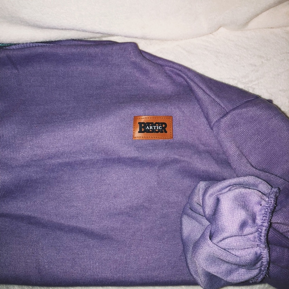 Lilac Badge Patched Lantern Sleeved Sweater